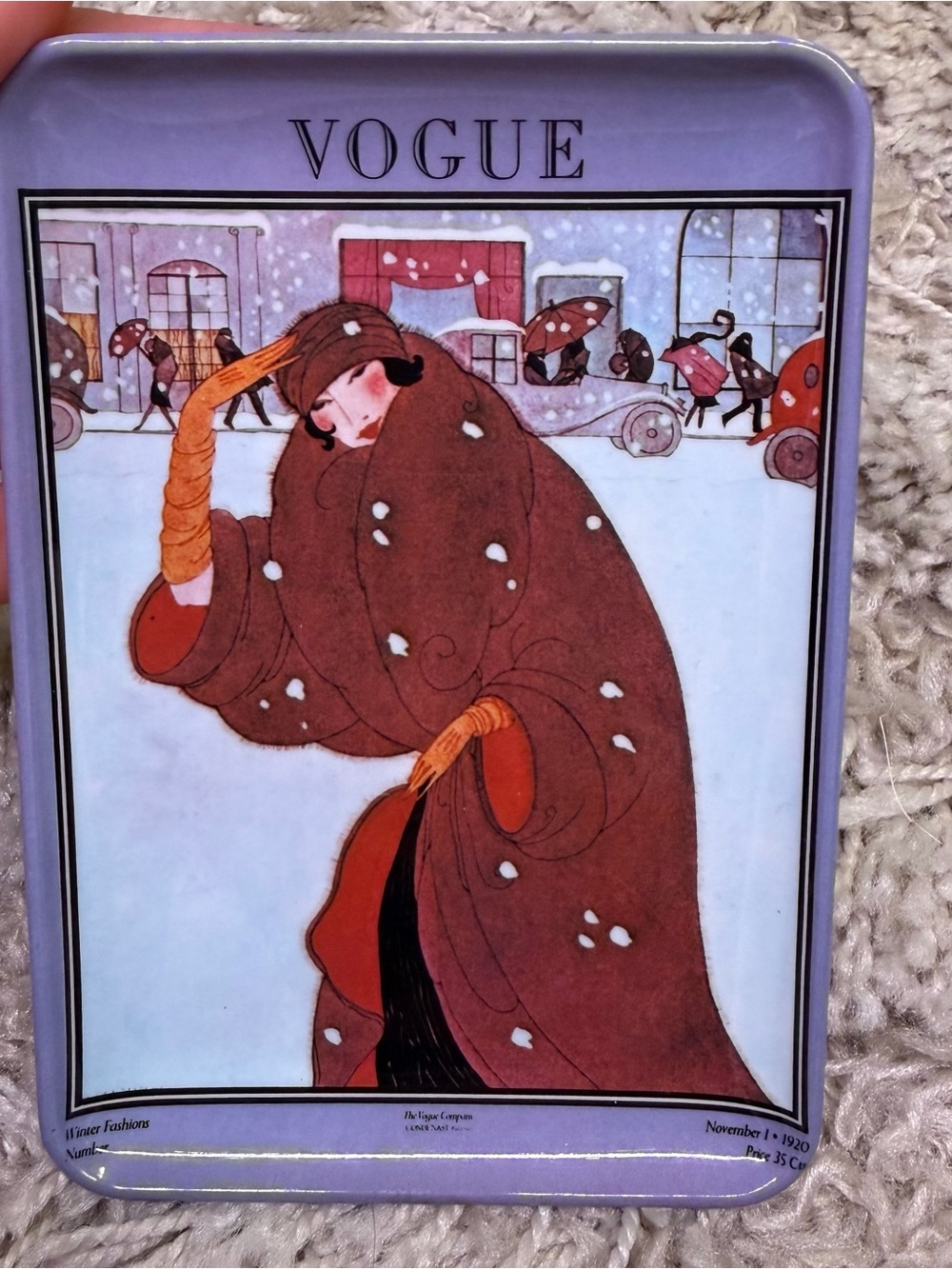 Vintage Mebel Vogue November 1920 Fashion Cover Melamine Trinket Tray Italy